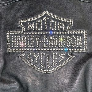 Harley Davidson Women’s Black Leather Jacket w/rhinestones